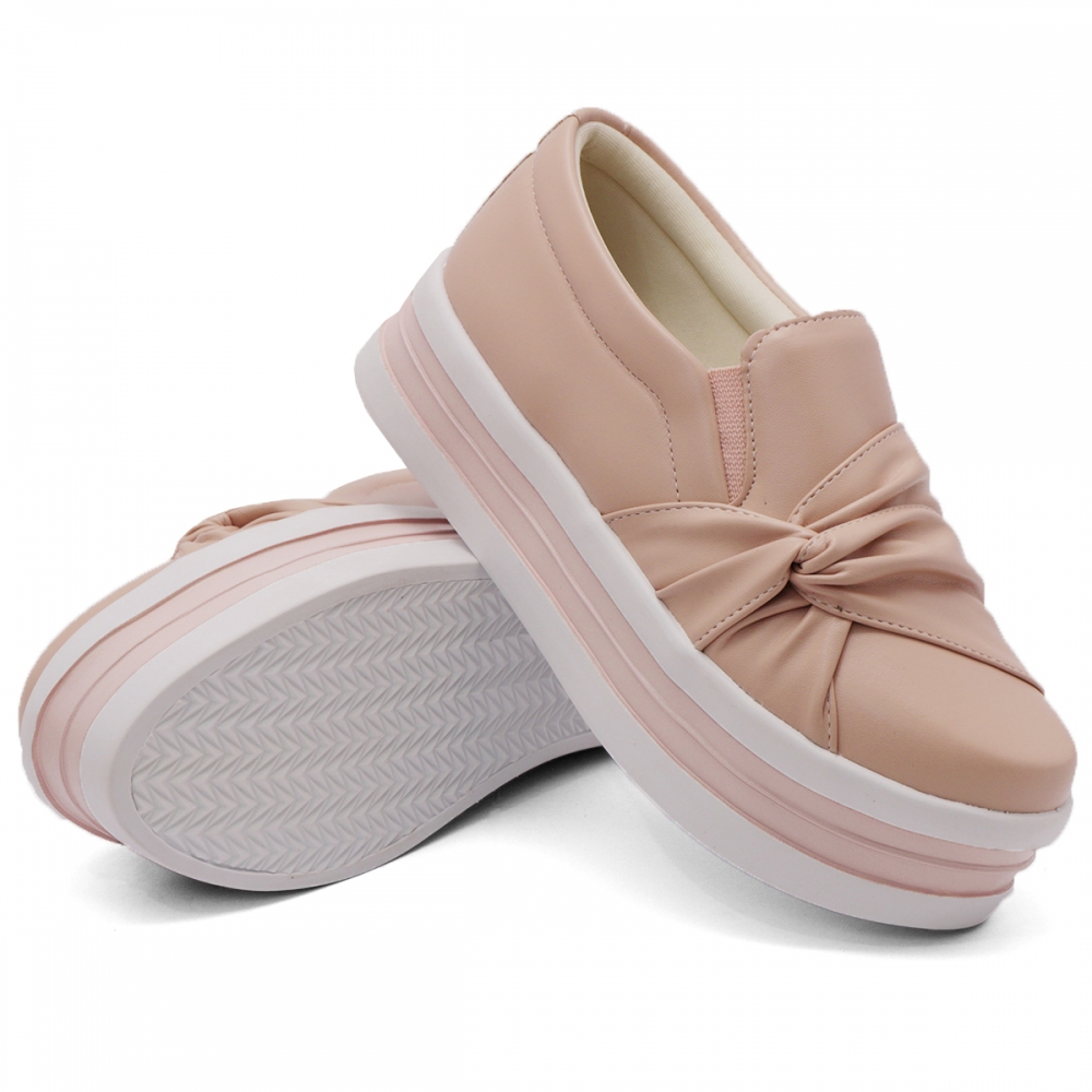 Tenis Slip On Casual Dk Shoes com Nó Frontal Rosê