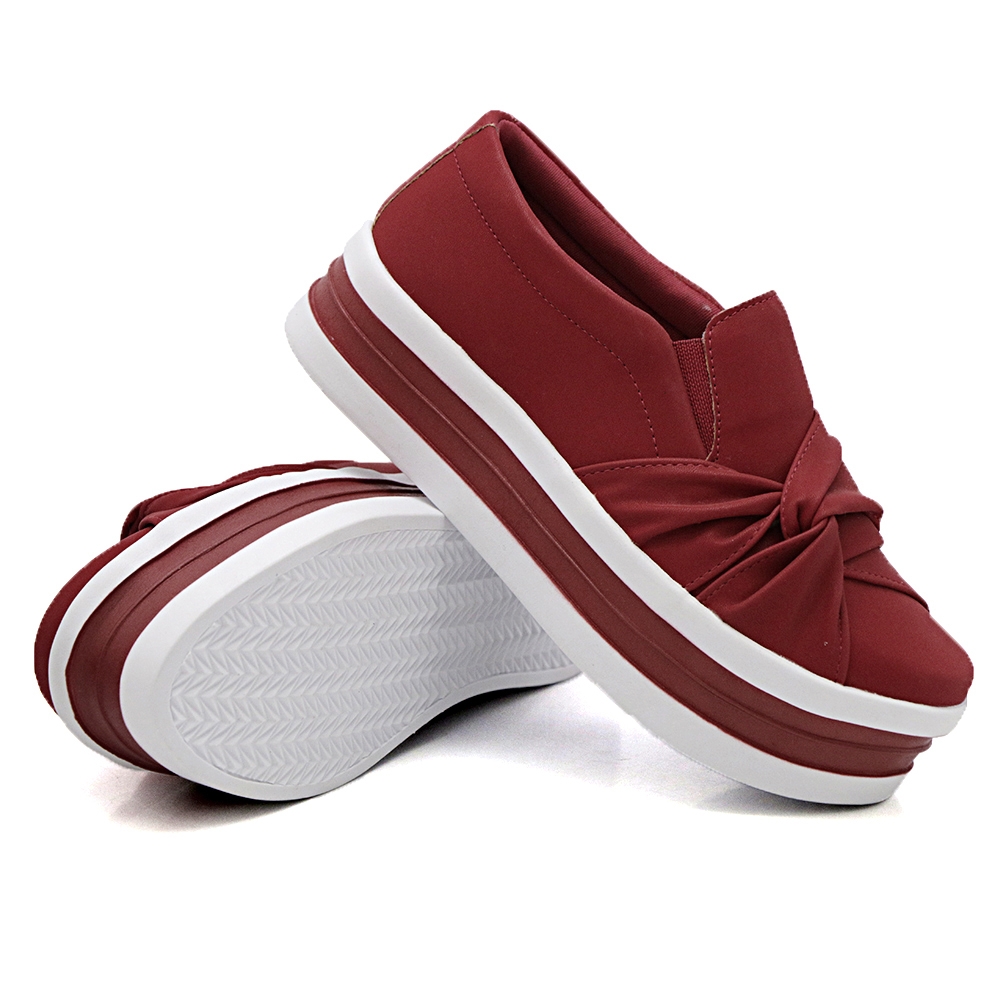 Tenis Slip On Casual Dk Shoes com Nó Frontal Vermelho