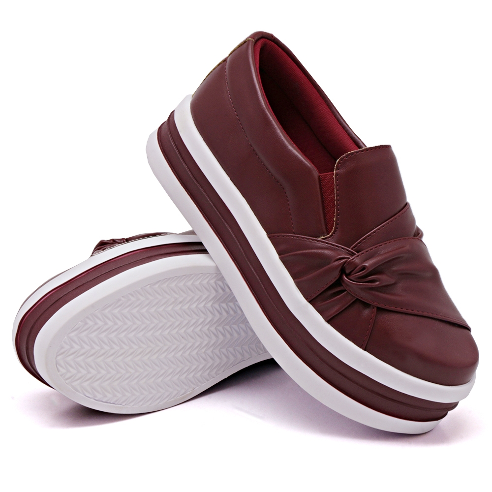 Tenis Slip On Casual Dk Shoes com Nó Frontal Vinho