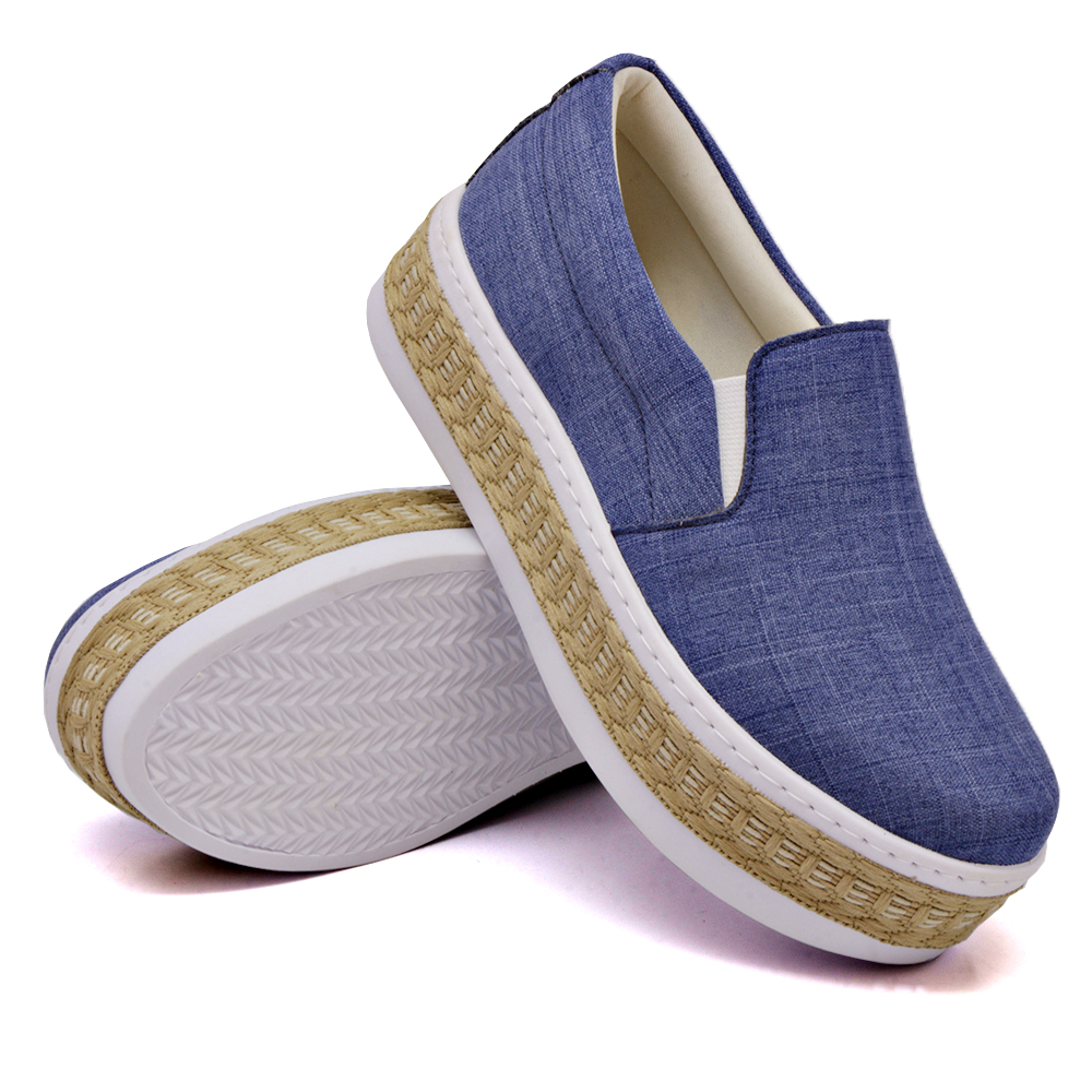 Tênis Slip On Feminino Casual com Elastico Dk Shoes  Azul