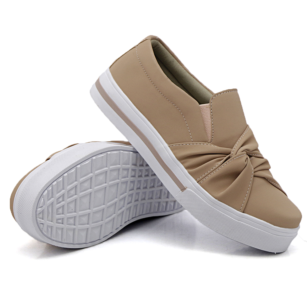 Tênis Slip On Feminino Casual com Laço Dk Shoes Rosê