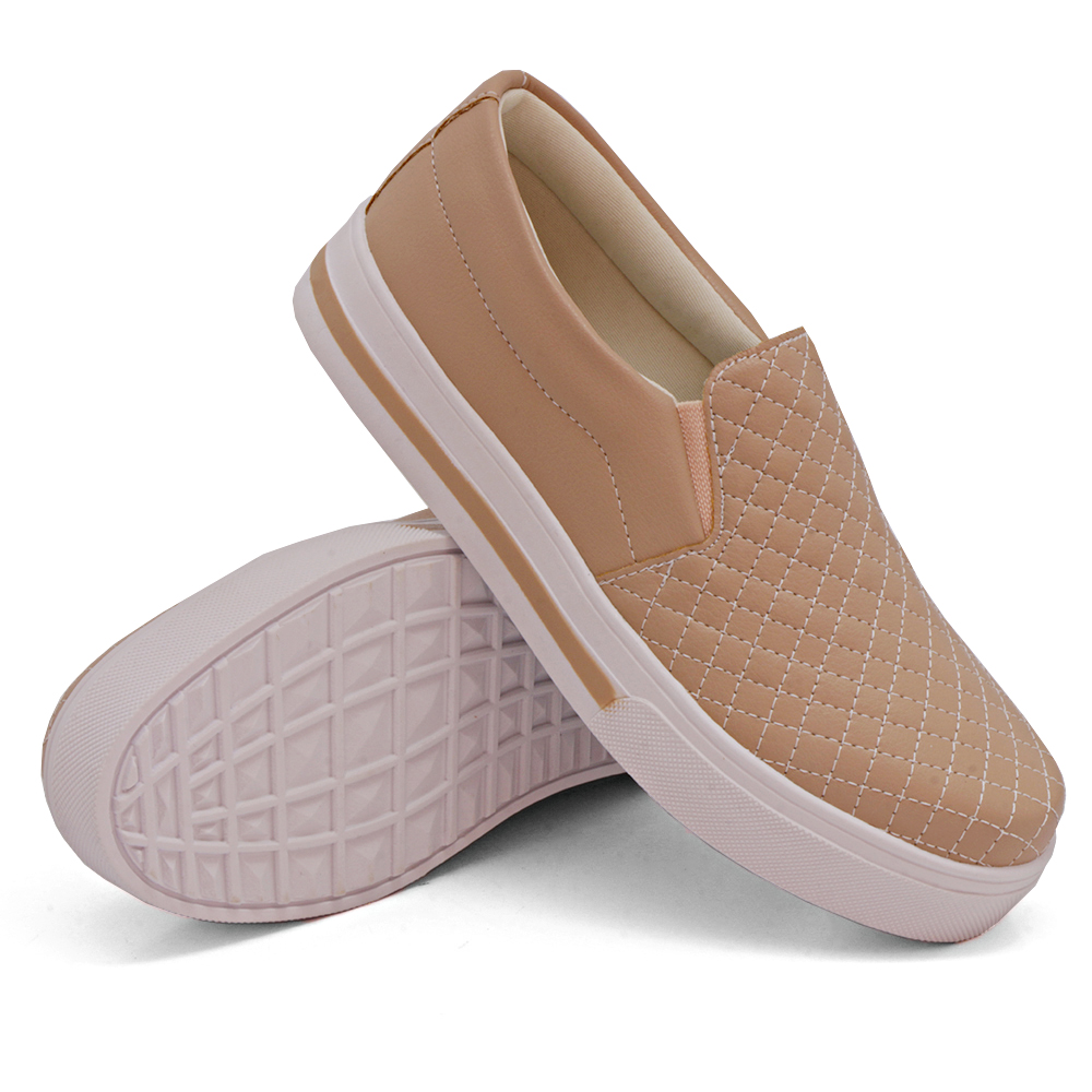 Tênis Slip On Feminino Casual com Matelasse Dk Shoes Rosê