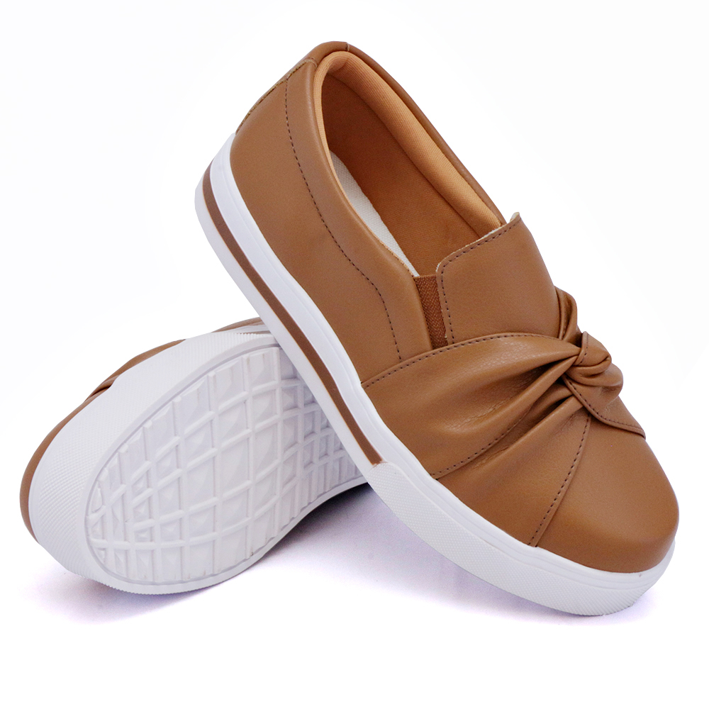 Tênis Slip On Feminino Casual Dk Shoes  Marrom