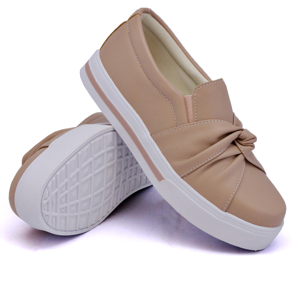 Tênis Slip On Feminino Casual Dk Shoes  Nude