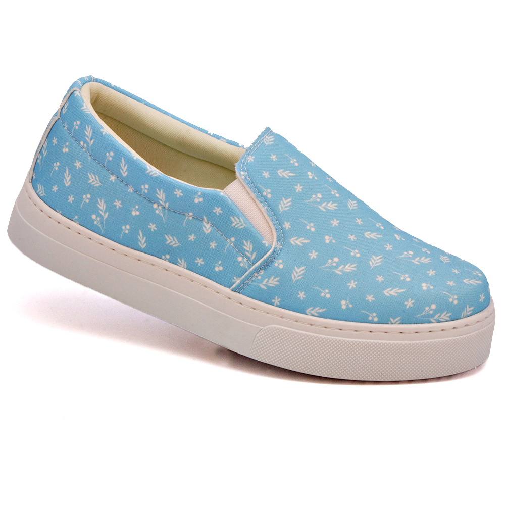 Tênis Slip On Feminino Casual Estampado Dk Shoes  Azul