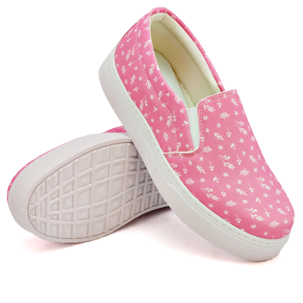 Tênis Slip On Feminino Casual Estampado Dk Shoes  Pink