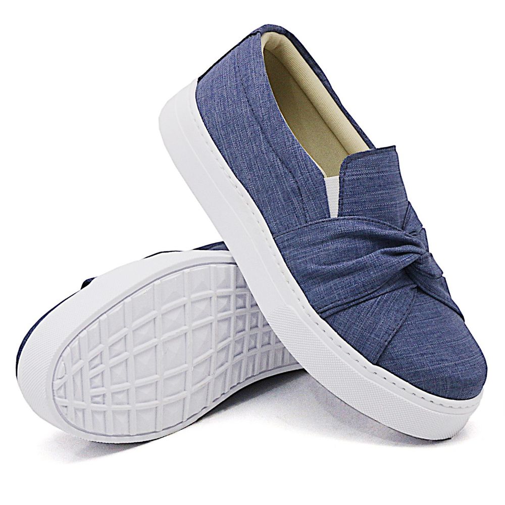 Tênis Slip On Feminino com Elastico Dk Shoes Azul