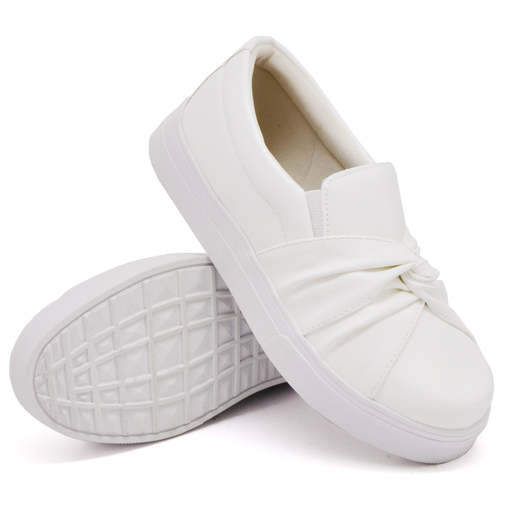 Tênis Slip On Feminino com Elastico Dk Shoes Branco