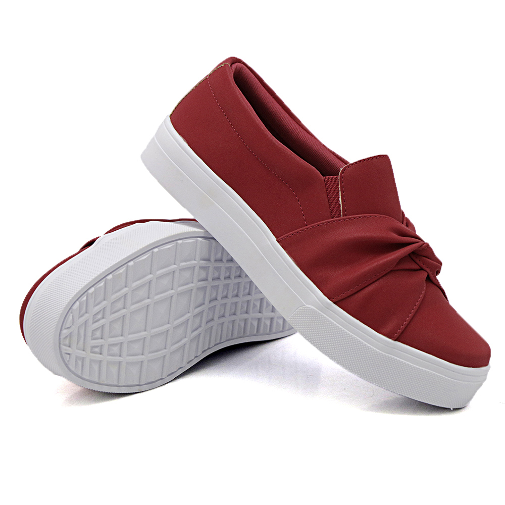 Tênis Slip On Feminino com Elastico Dk Shoes Vermelho