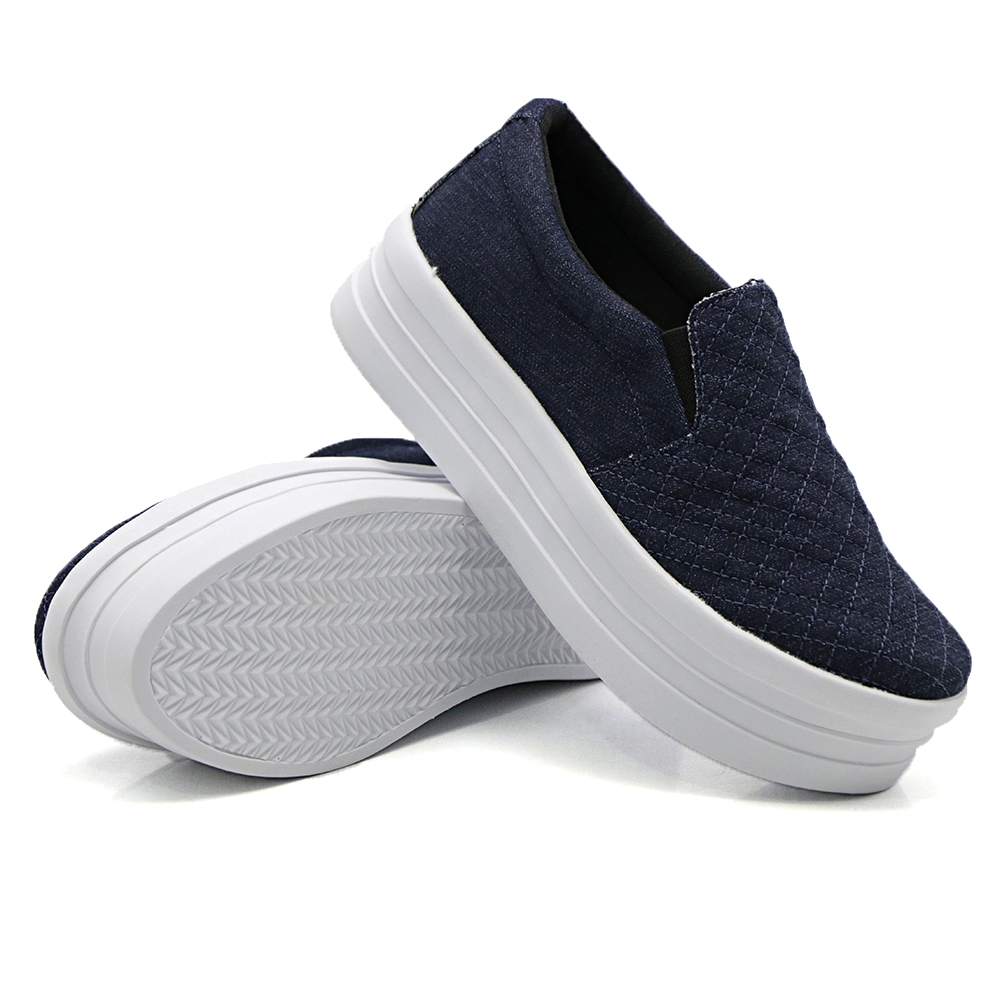 Tênis Slip On Feminino com Elastico e Matelassê Dk Shoes Marinho