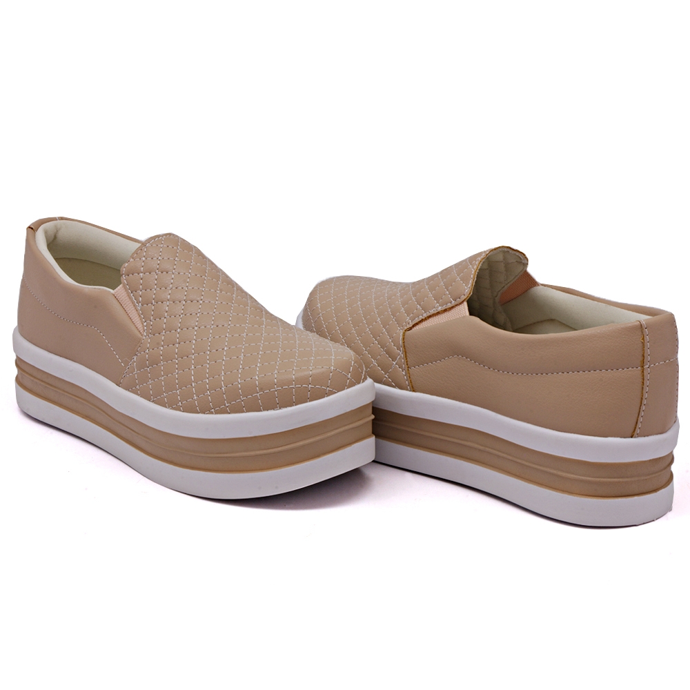 Tênis Slip On Feminino com Elastico e Matelassê Dk Shoes Rosê