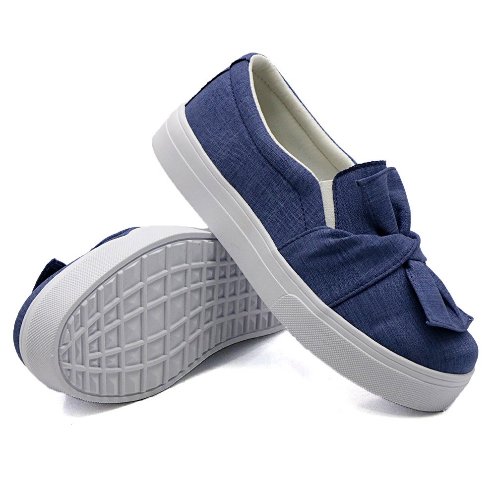 Tênis Slip On Feminino com Laço Dk Shoes Azul