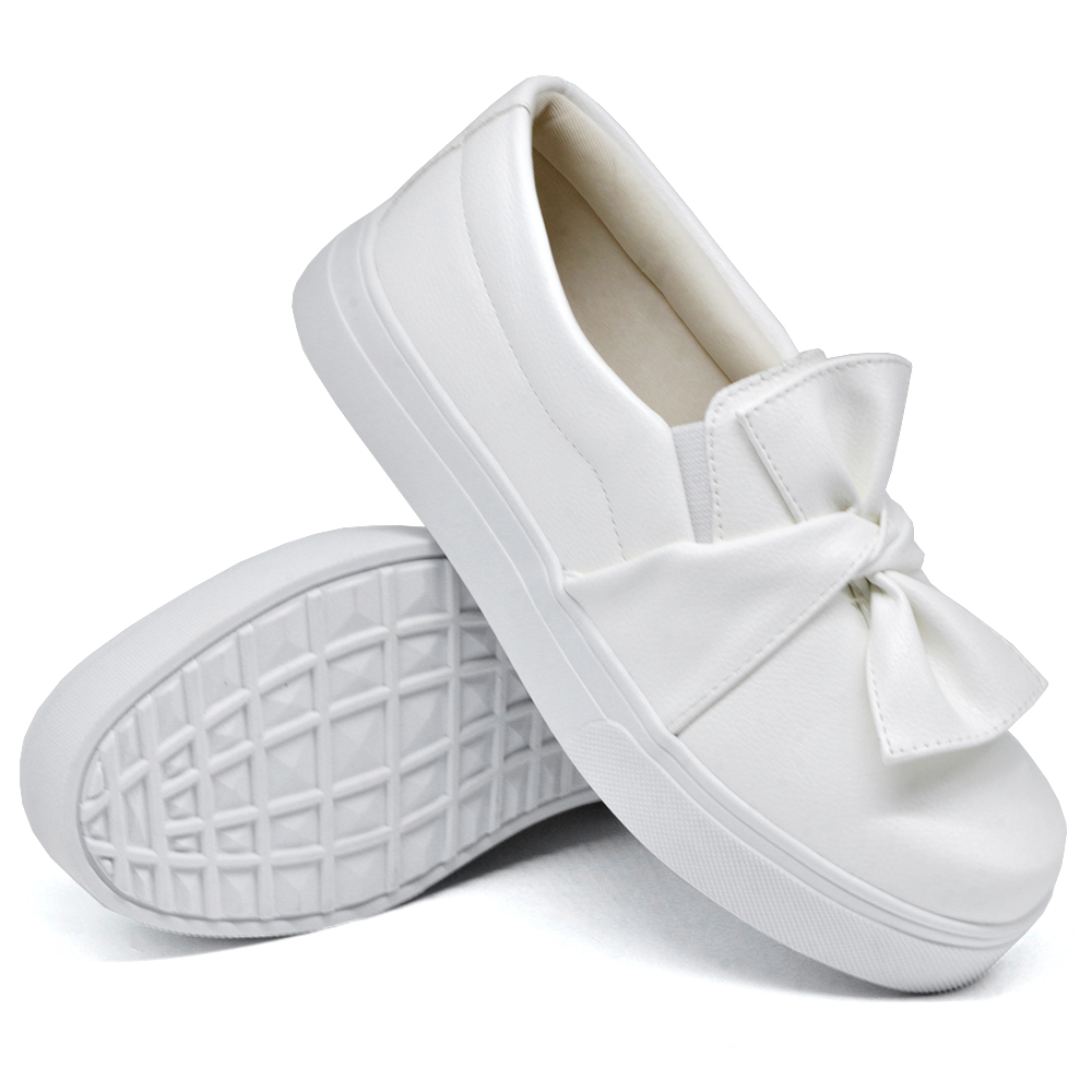 Tênis Slip On Feminino com Laço Dk Shoes Branco