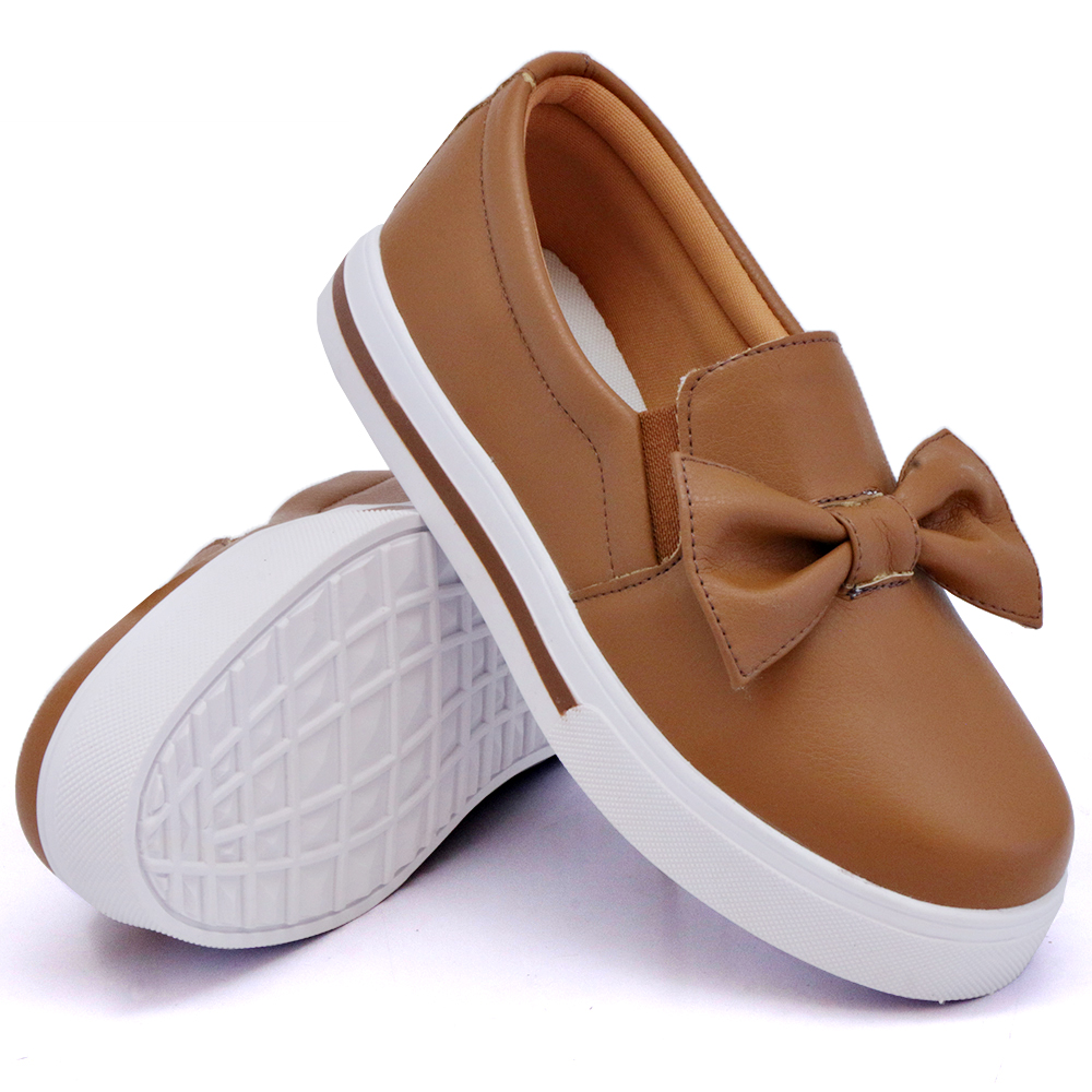 Tênis Slip On Feminino com Laço Dk Shoes Caramelo