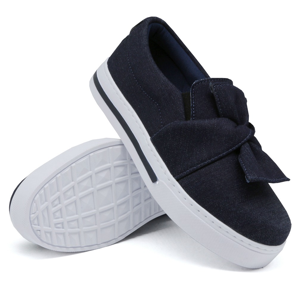 Tênis Slip On Feminino com Laço Dk Shoes Marinho