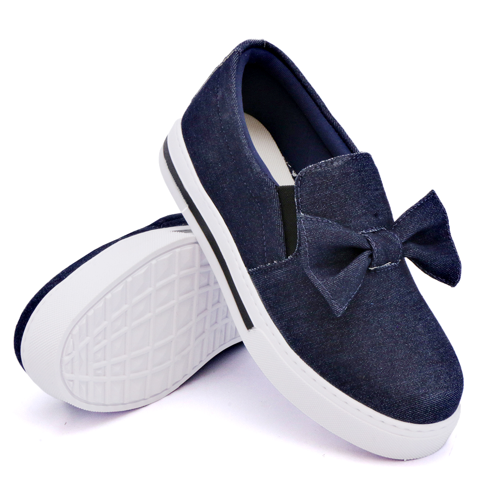 Tênis Slip On Feminino com Laço Dk Shoes Marinho