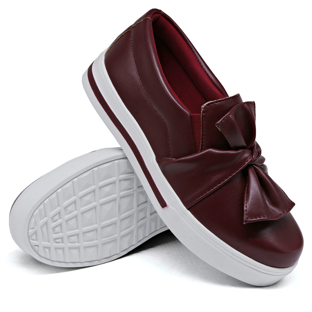 Tênis Slip On Feminino com Laço Dk Shoes Marsala