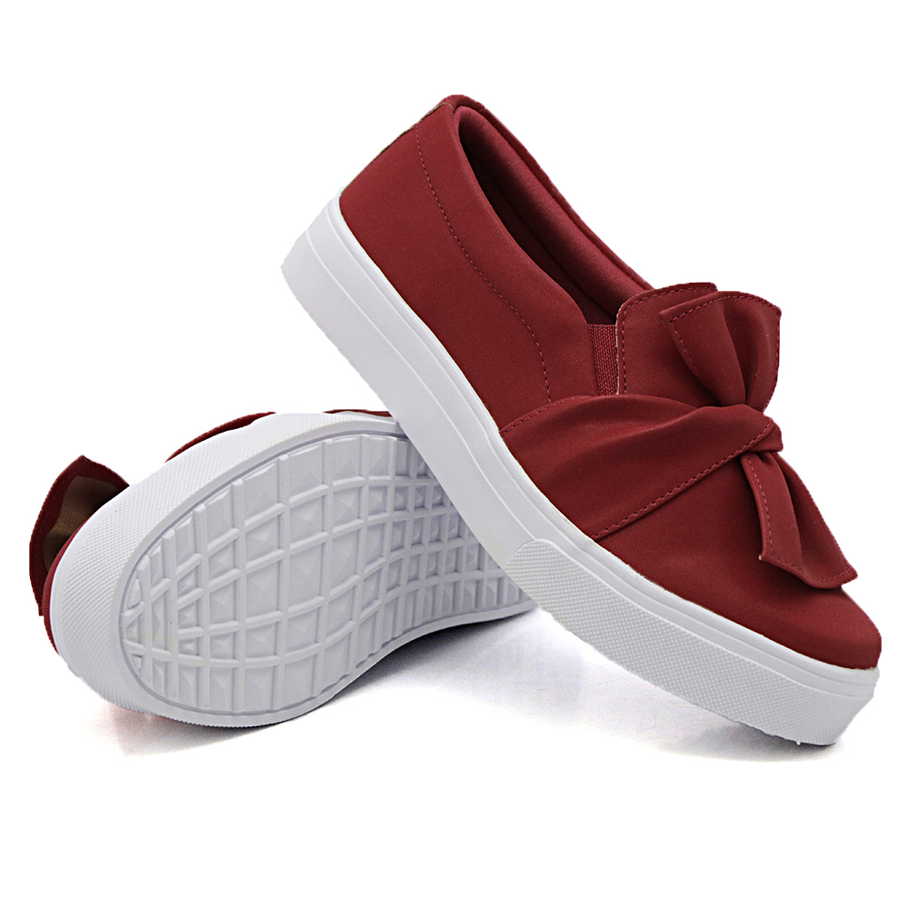 Tênis Slip On Feminino com Laço Dk Shoes Vermelho