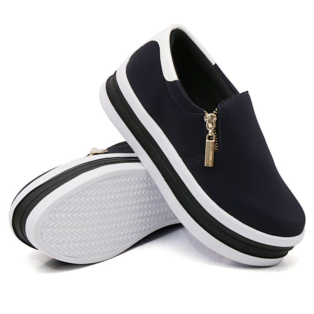 Tênis Slip On Feminino com Zíper Dk Shoes Azul