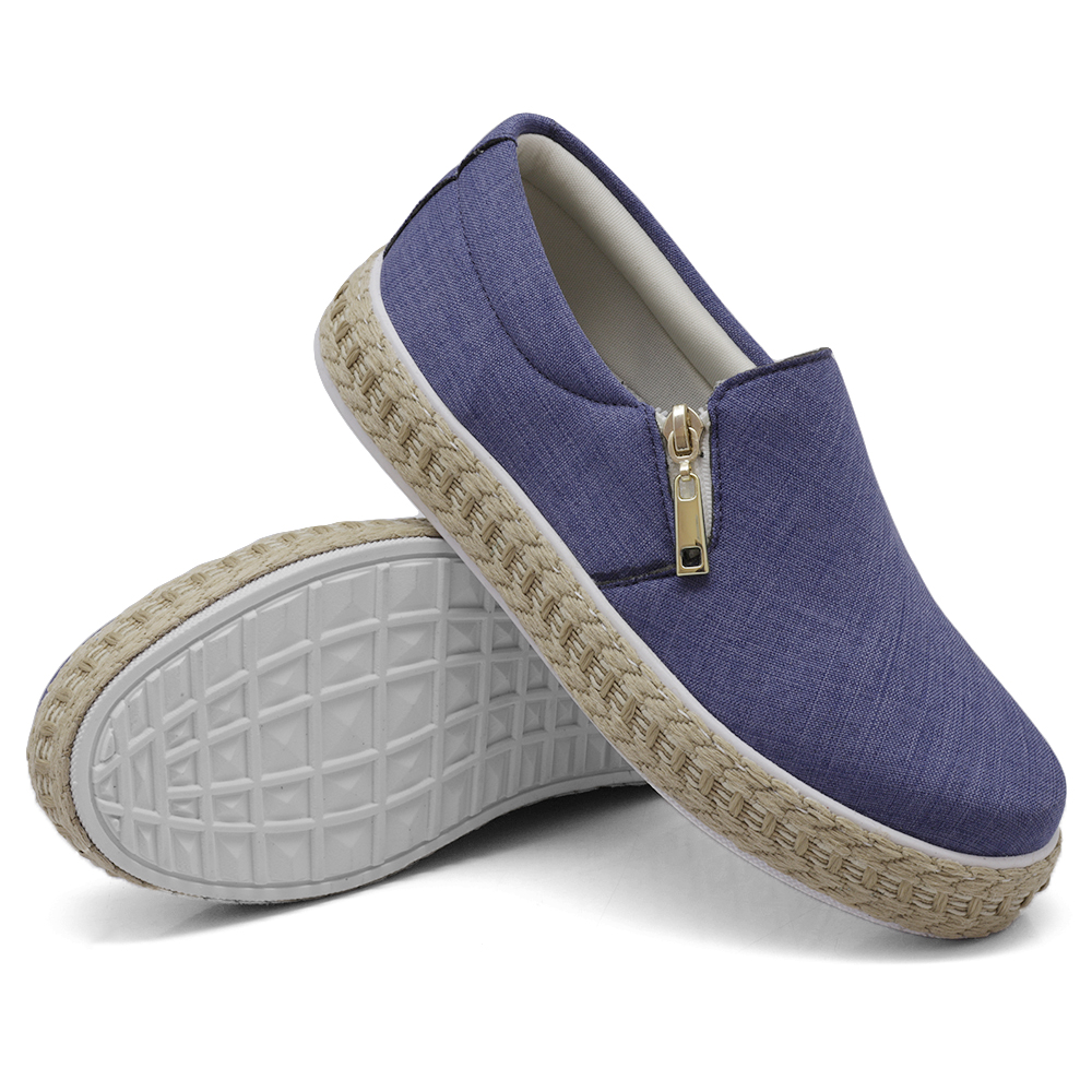 Tênis Slip On Feminino com Ziper Dk Shoes Azul