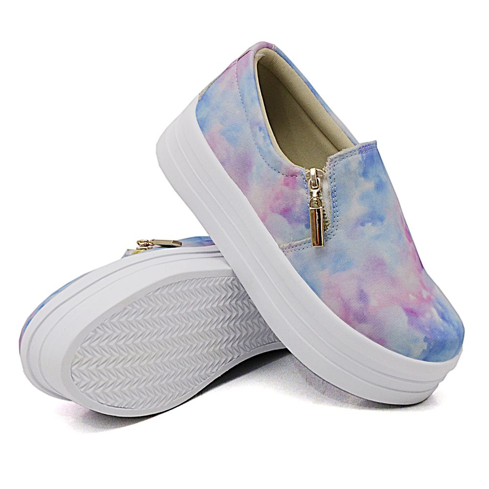 Tênis Slip On Feminino com Zíper Dk Shoes Multicolorido