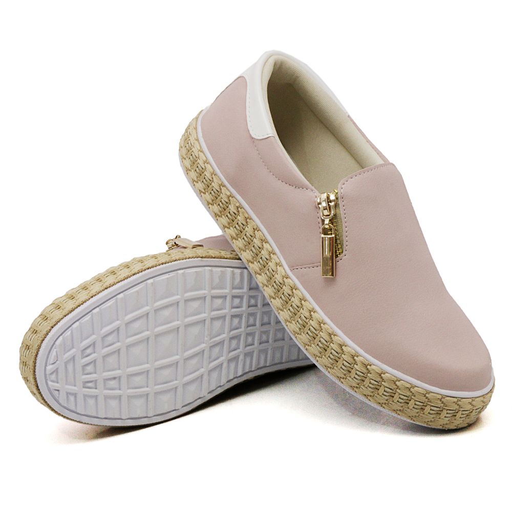 Tênis Slip On Feminino com Zíper Dk Shoes Rosê