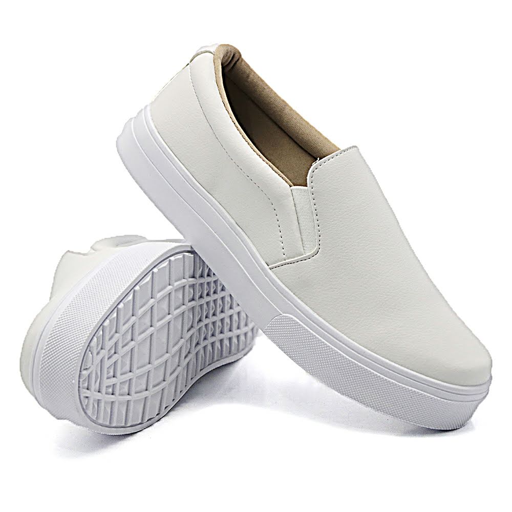 Tênis Slip On Feminino Liso com Elastico Dk Shoes Branco