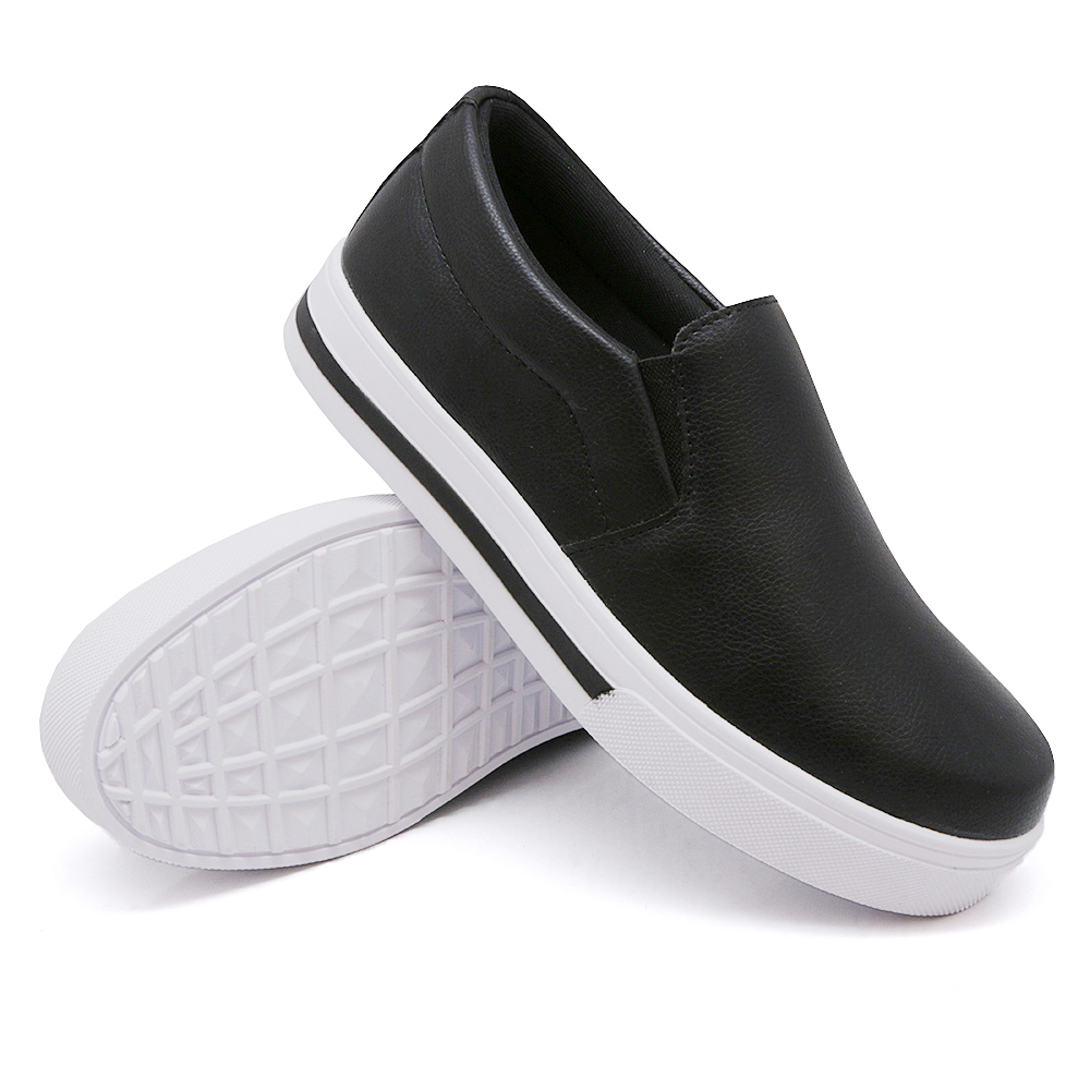 Tênis Slip On Feminino Liso com Elastico Dk Shoes Preto