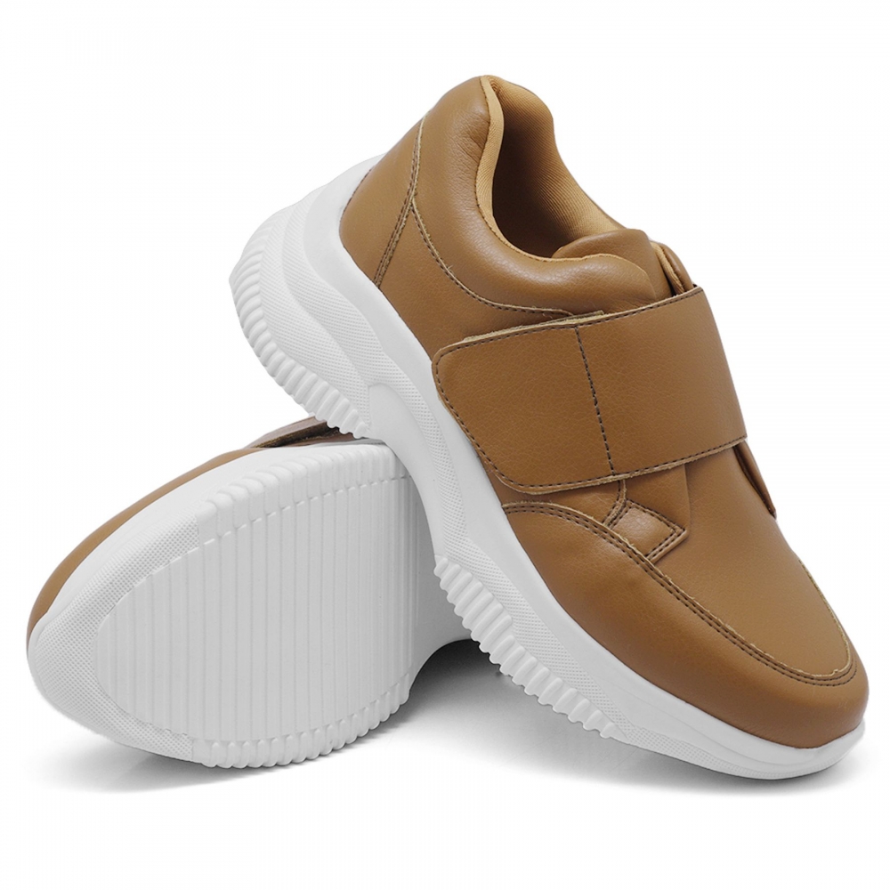 Tênis Sneaker Chunky Feminino com Velcro Dk Shoes  Caramelo