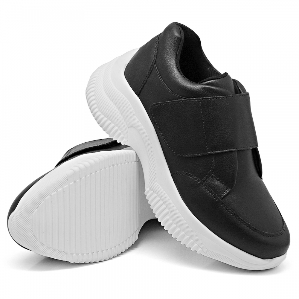 Tênis Sneaker Chunky Feminino com Velcro Dk Shoes  Preto