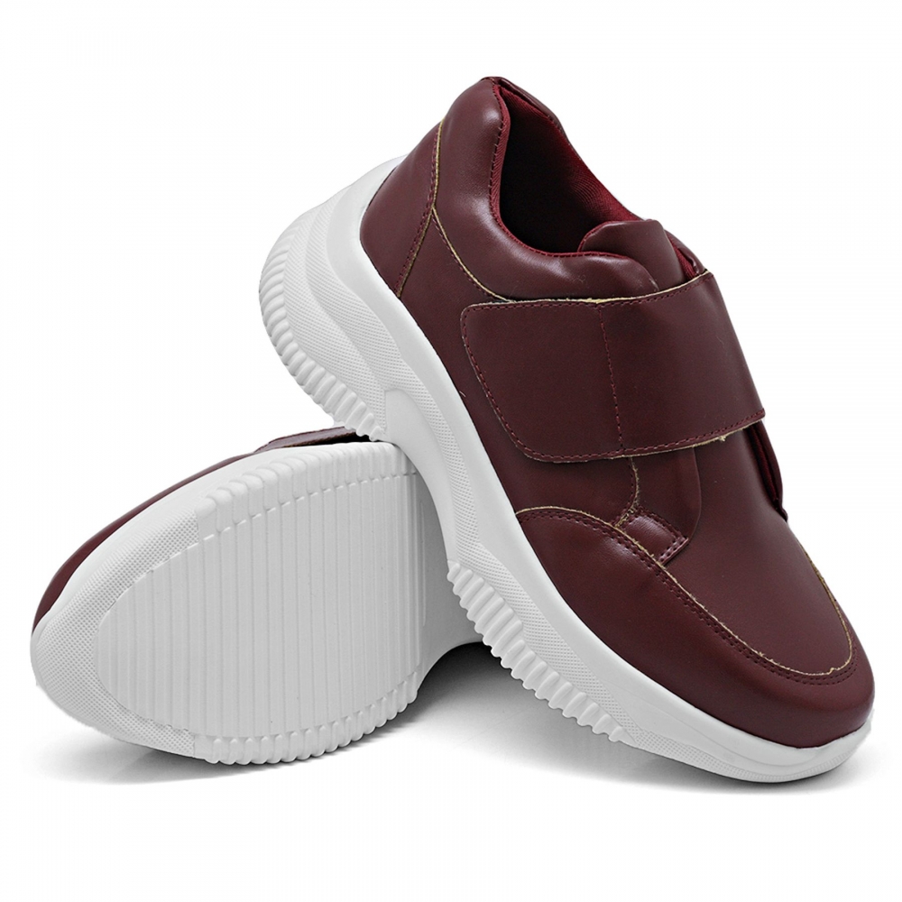 Tênis Sneaker Chunky Feminino com Velcro Dk Shoes  Vinho