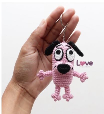 Coragem, o Cão Covarde Chaveiro Amigurumi