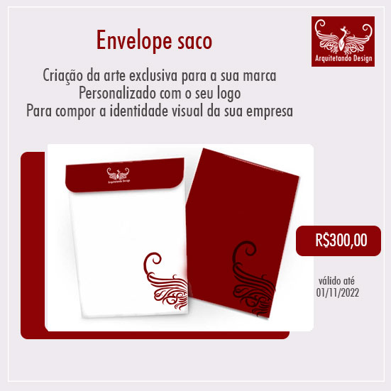 Criação de arte para envelope saco personalizado