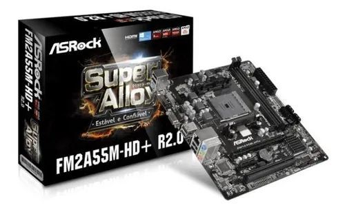 Placa Mae Amd Asrock Fm2a55m-hd+ R2 Fm2 + A4 6300 + 4gb Ddr3