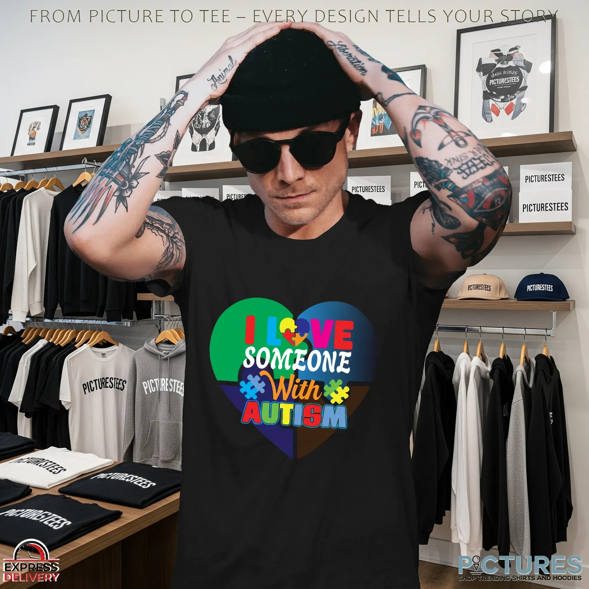 I Love Someone With Autism Heart T Shirt