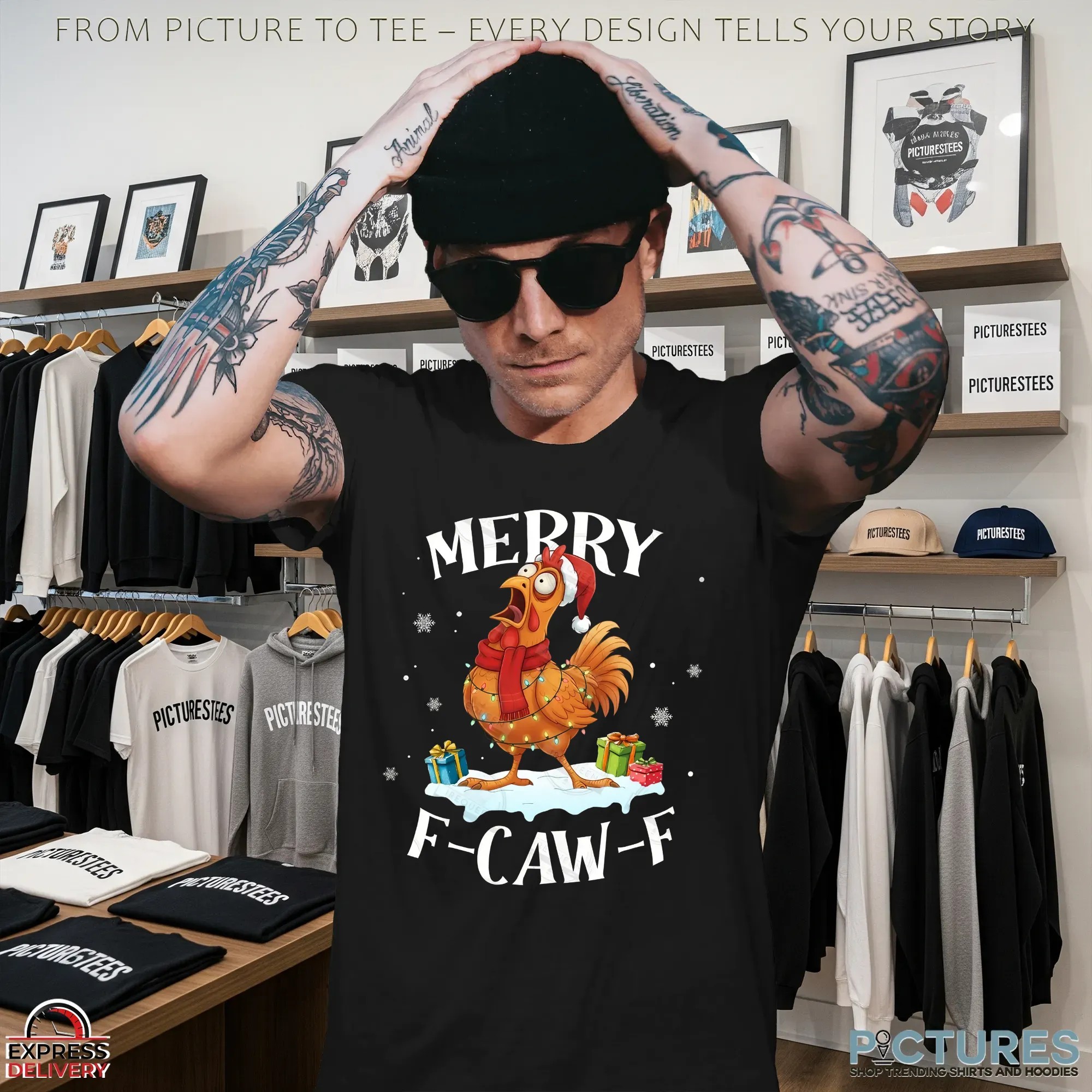 Merry Christmas F-Caw-F Chicken T Shirt