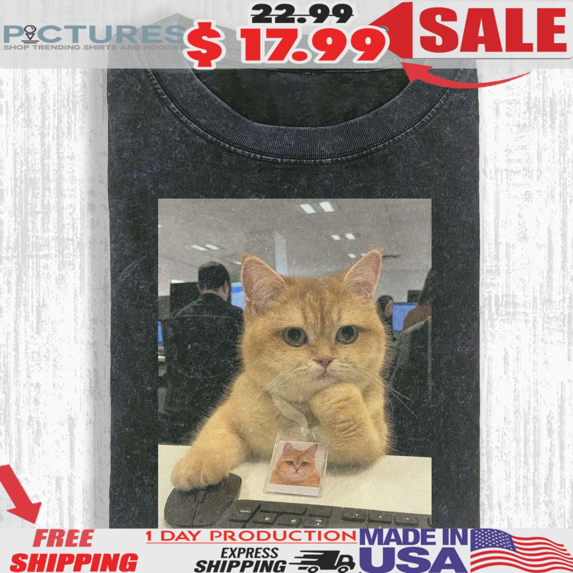 Wacky Cat Working Meme T-shirt