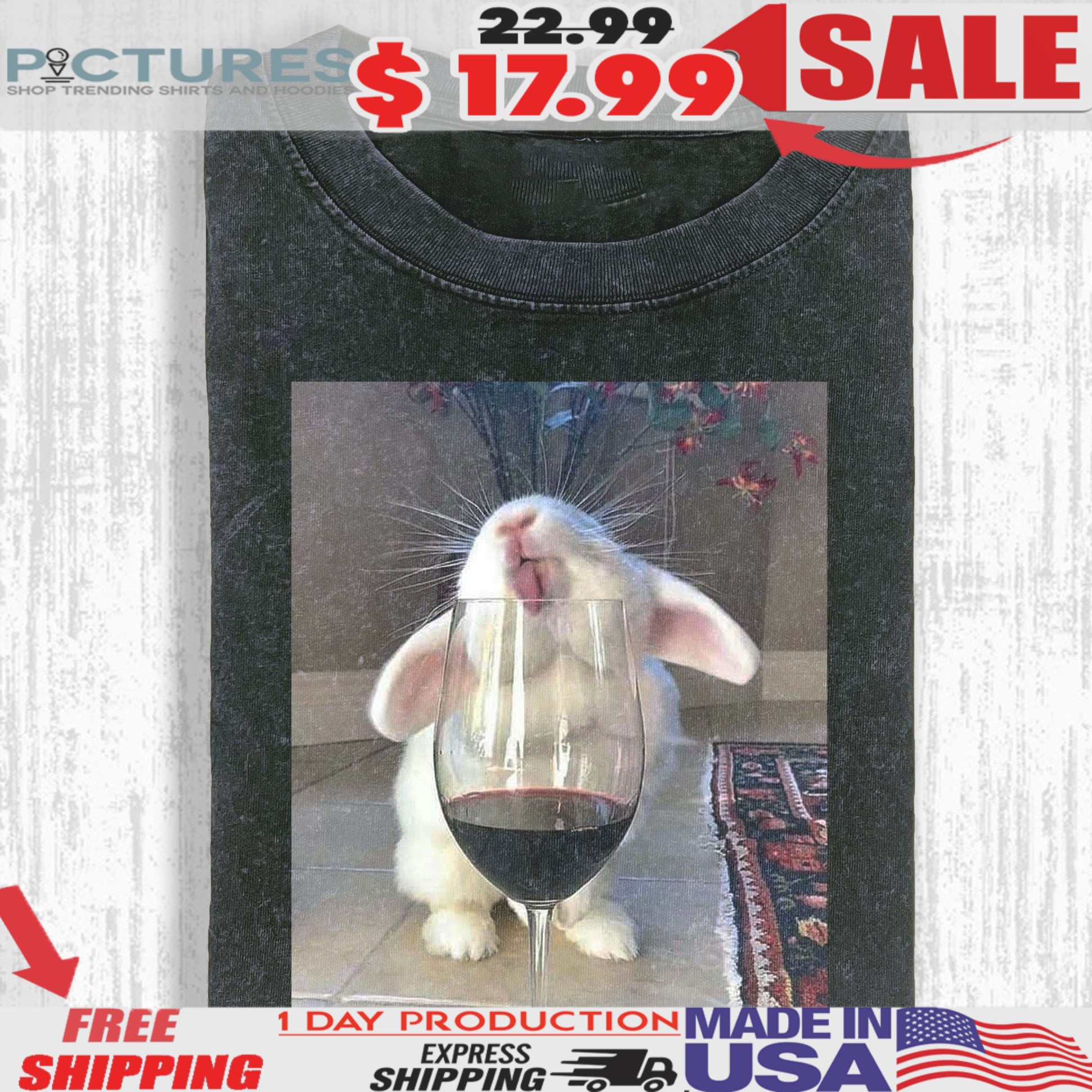 Wacky Rabbit With Wine T-shirt 1 Wacky Rabbit With Wine T-shirt
