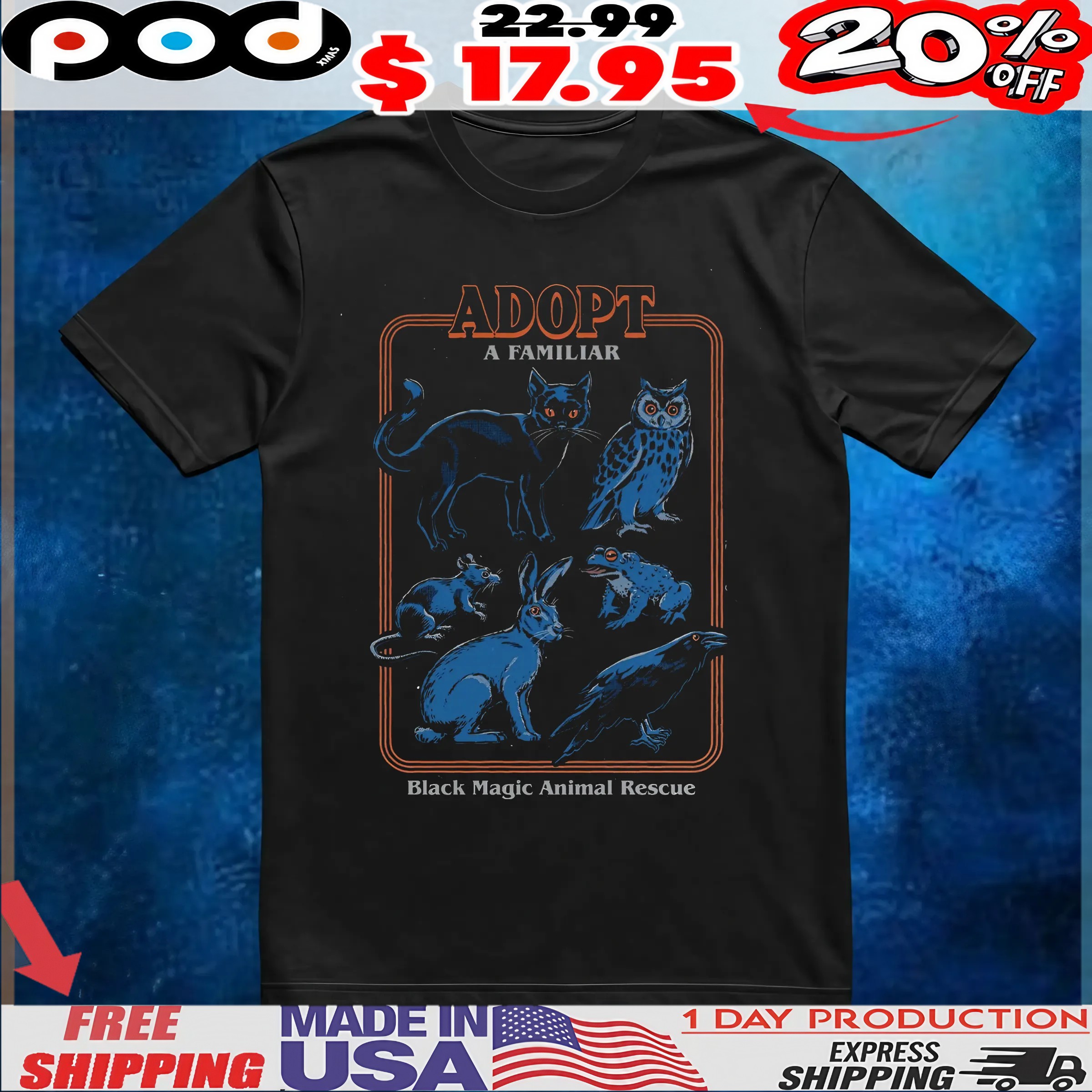 Adopt A Familiar Black Magic Animal Rescue Witches Magic T Shirt 6 Adopt A Familiar Black Magic Animal Rescue Witches Magic T Shirt