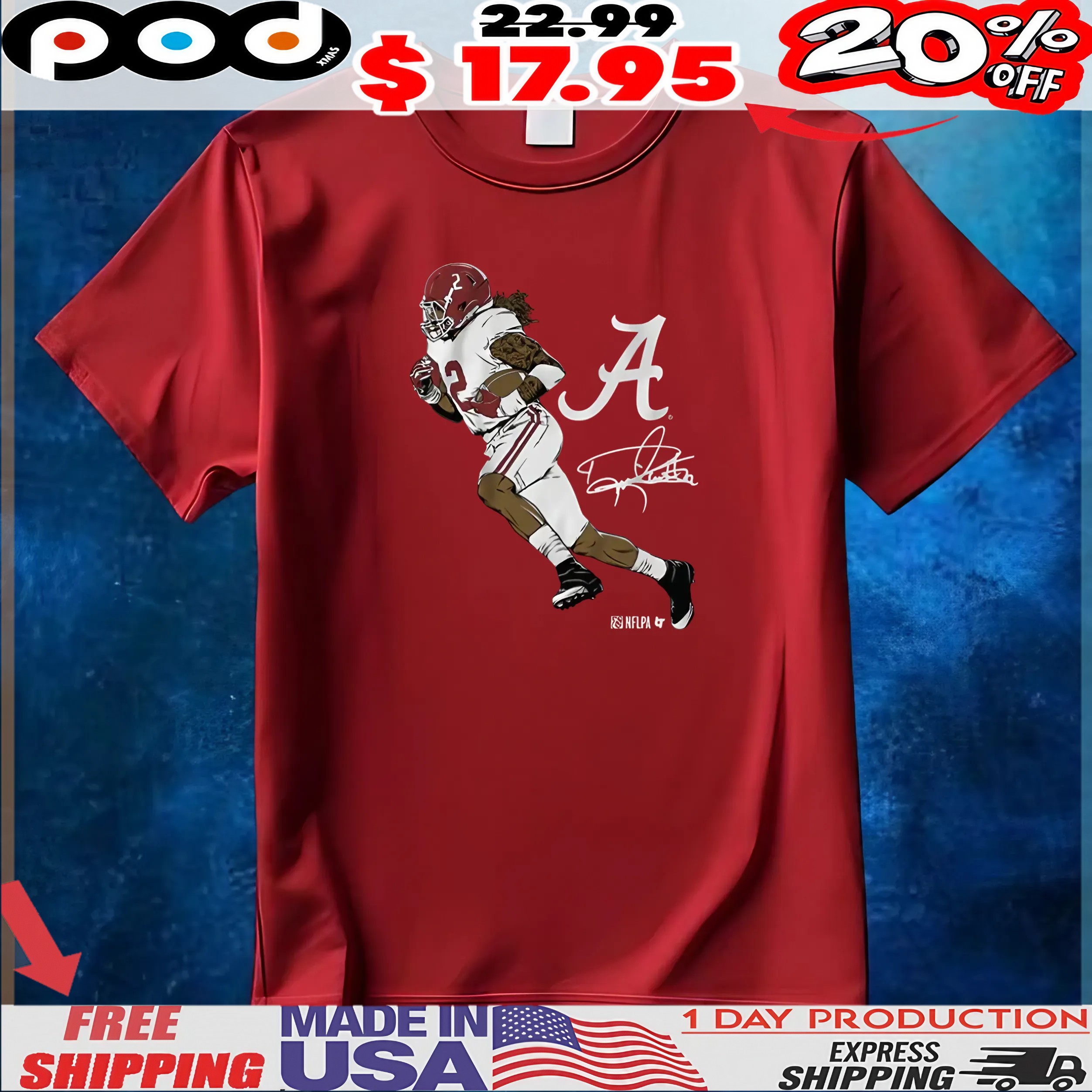 Alabama Football Derrick Henry Superstar Pose Signature T Shirt 2 Alabama Football Derrick Henry Superstar Pose Signature T Shirt