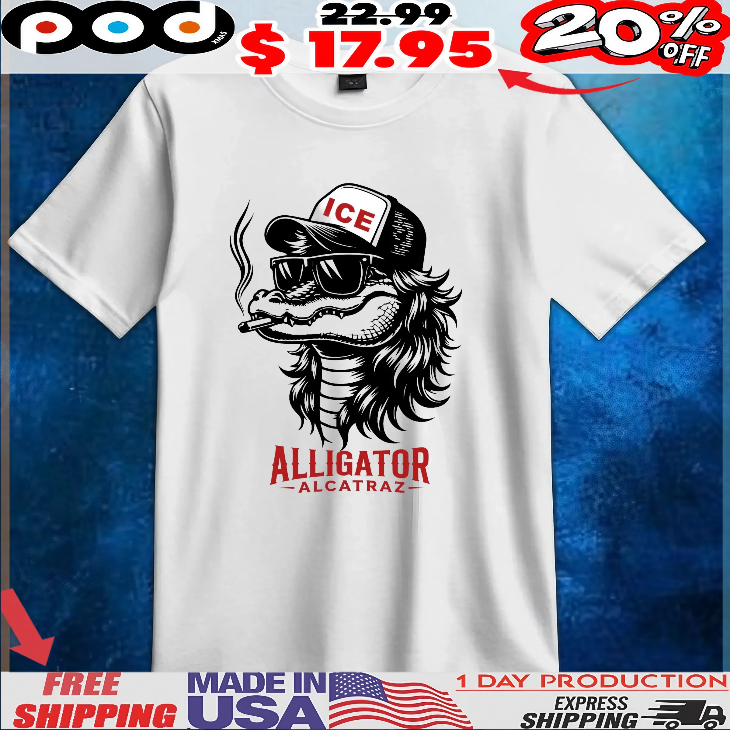 Alligator Alcatraz Smoking Anti Ice Shirt