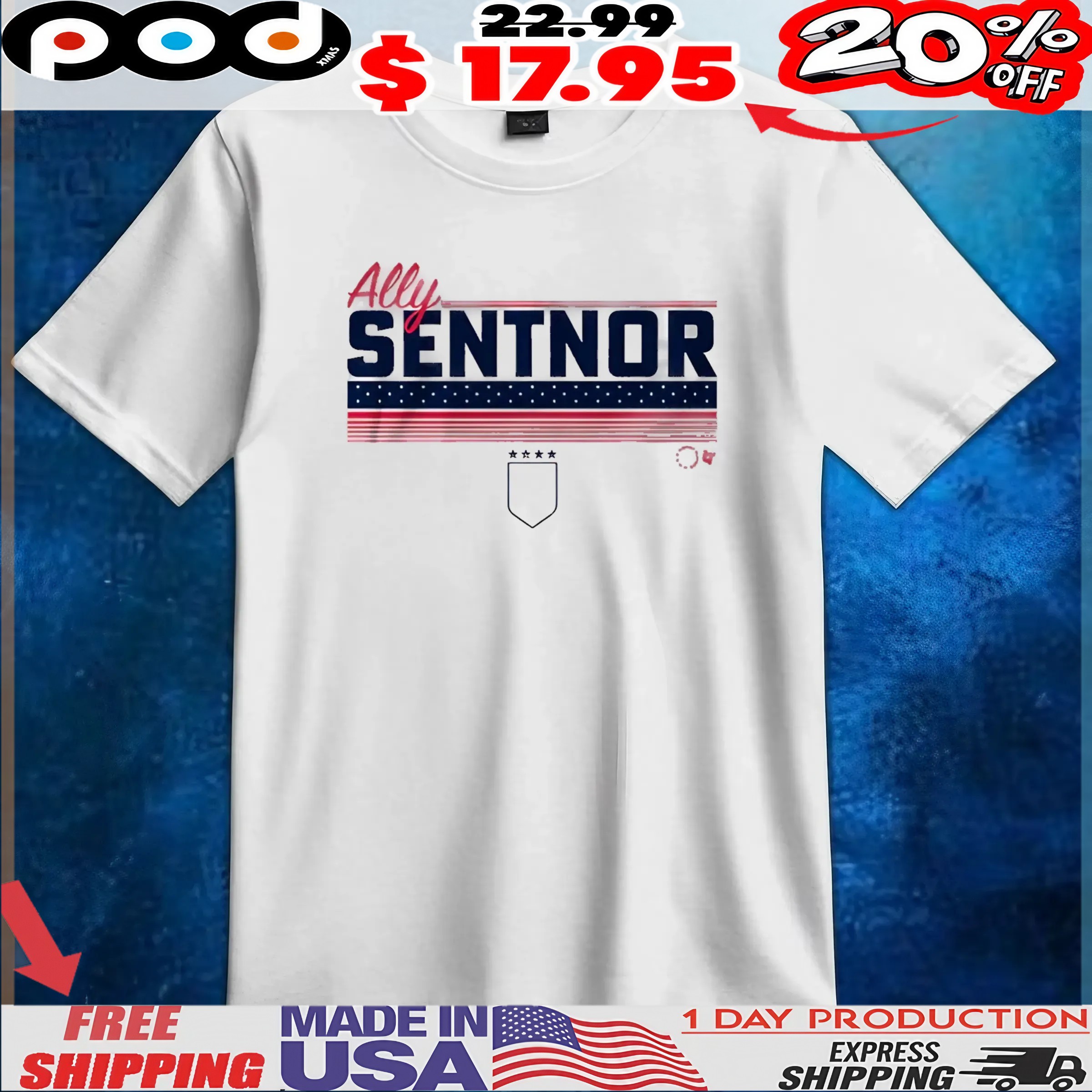Ally Sentnor Stripe USWNTPA T Shirt