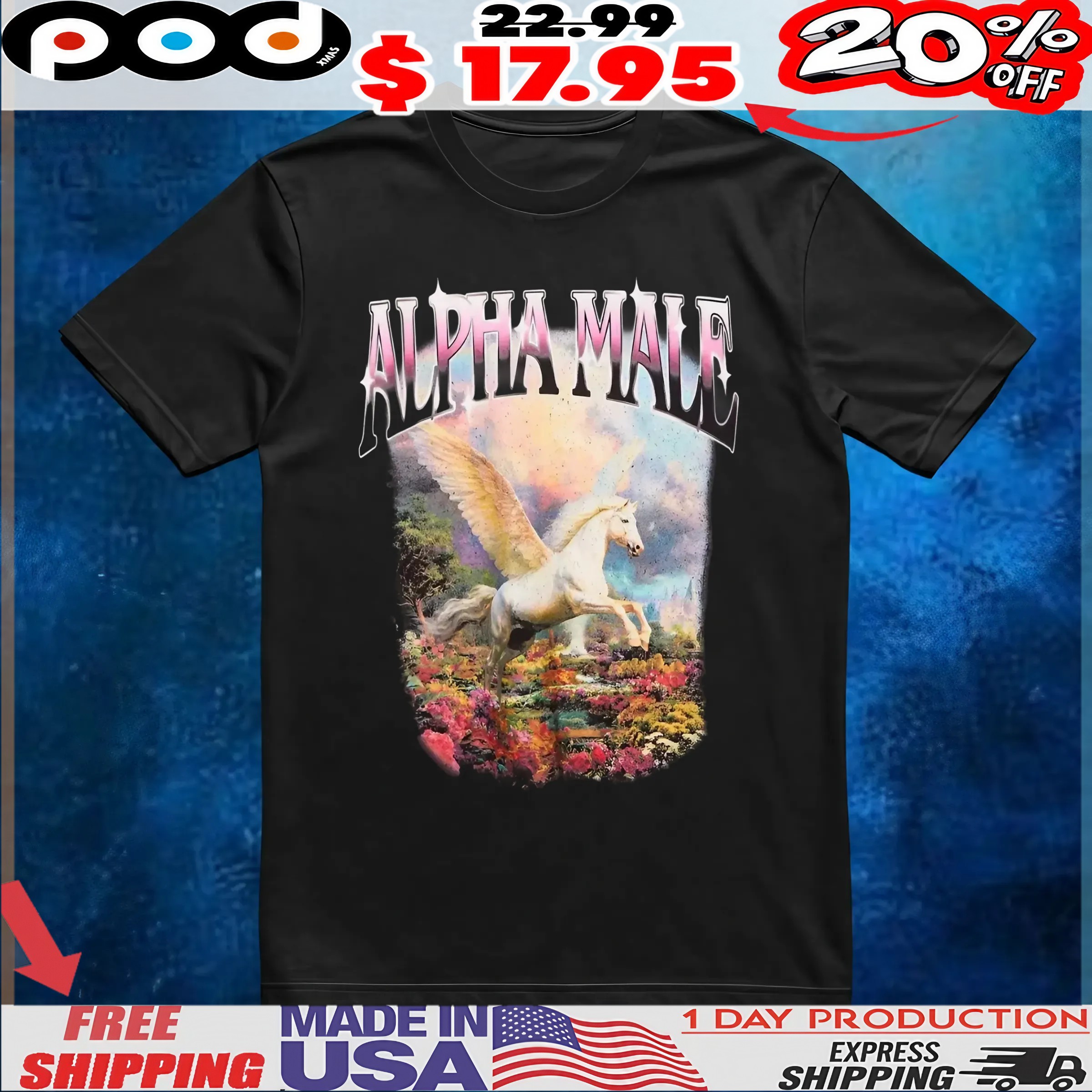 Alpha Male Unicorn Art vintage bootleg style T Shirt