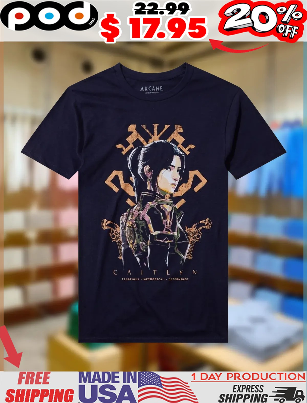 Arcane Caitlyn Tenacious Methodical Determi Profile Shirt 1 Arcane Caitlyn Tenacious Methodical Determi Profile Shirt