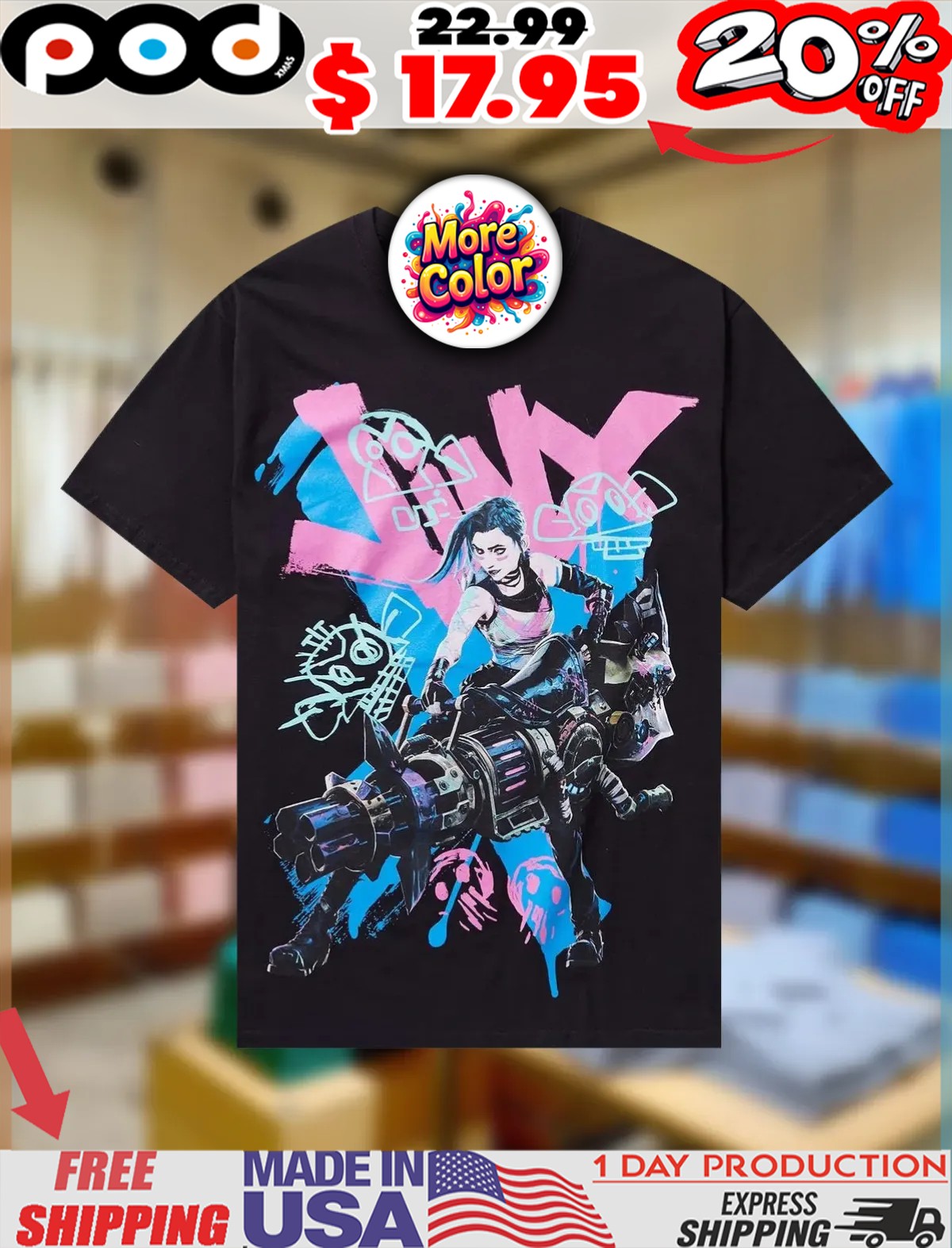 Arcane Jinx Graffiti Jumbo Graphic Shirt