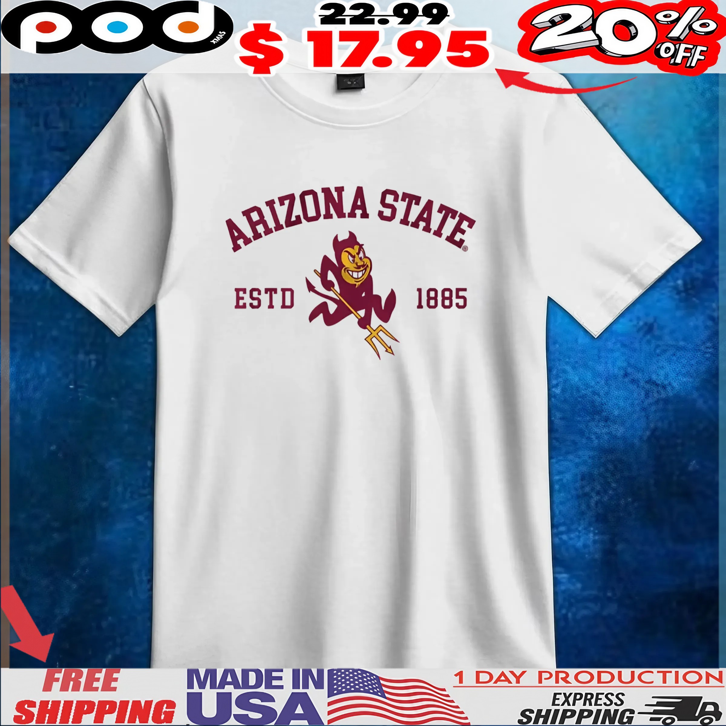 Arizona State Sun Devils Established 1885 T Shirt 6 Arizona State Sun Devils Established 1885 T Shirt