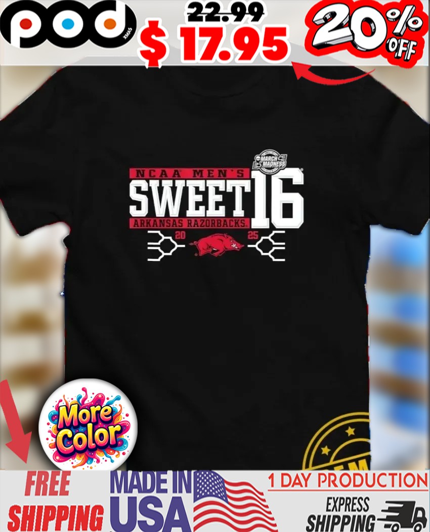 Arkansas Razorbacks 2025 NCAA Men’s Basketball Championship March Madness Sweet 16 shirt