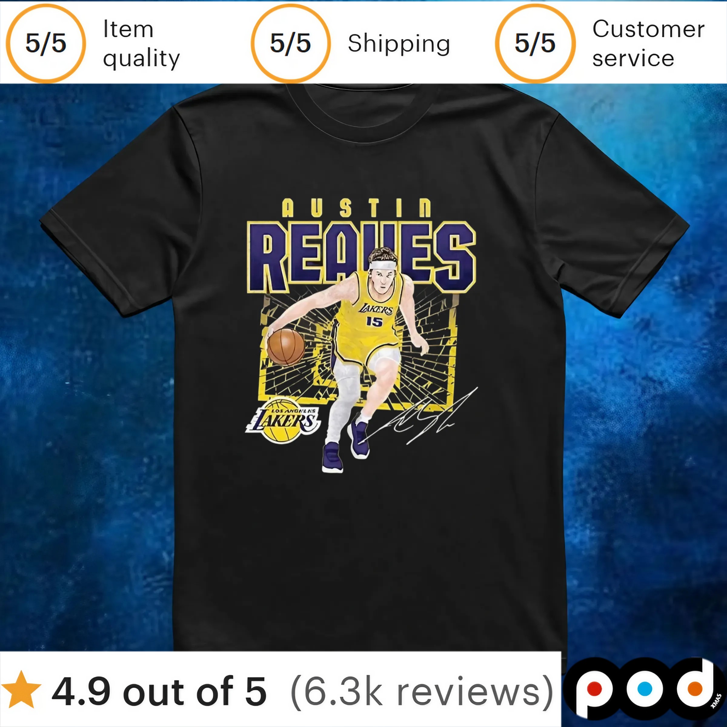Austin Reaves Los Angeles Lakers shattered t shirt 6 Austin Reaves Los Angeles Lakers shattered t shirt