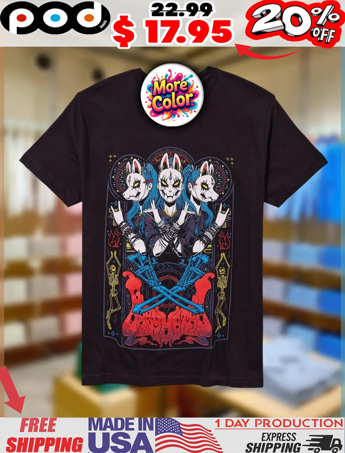 Babymetal Fox Mask Devil Horns Shirt