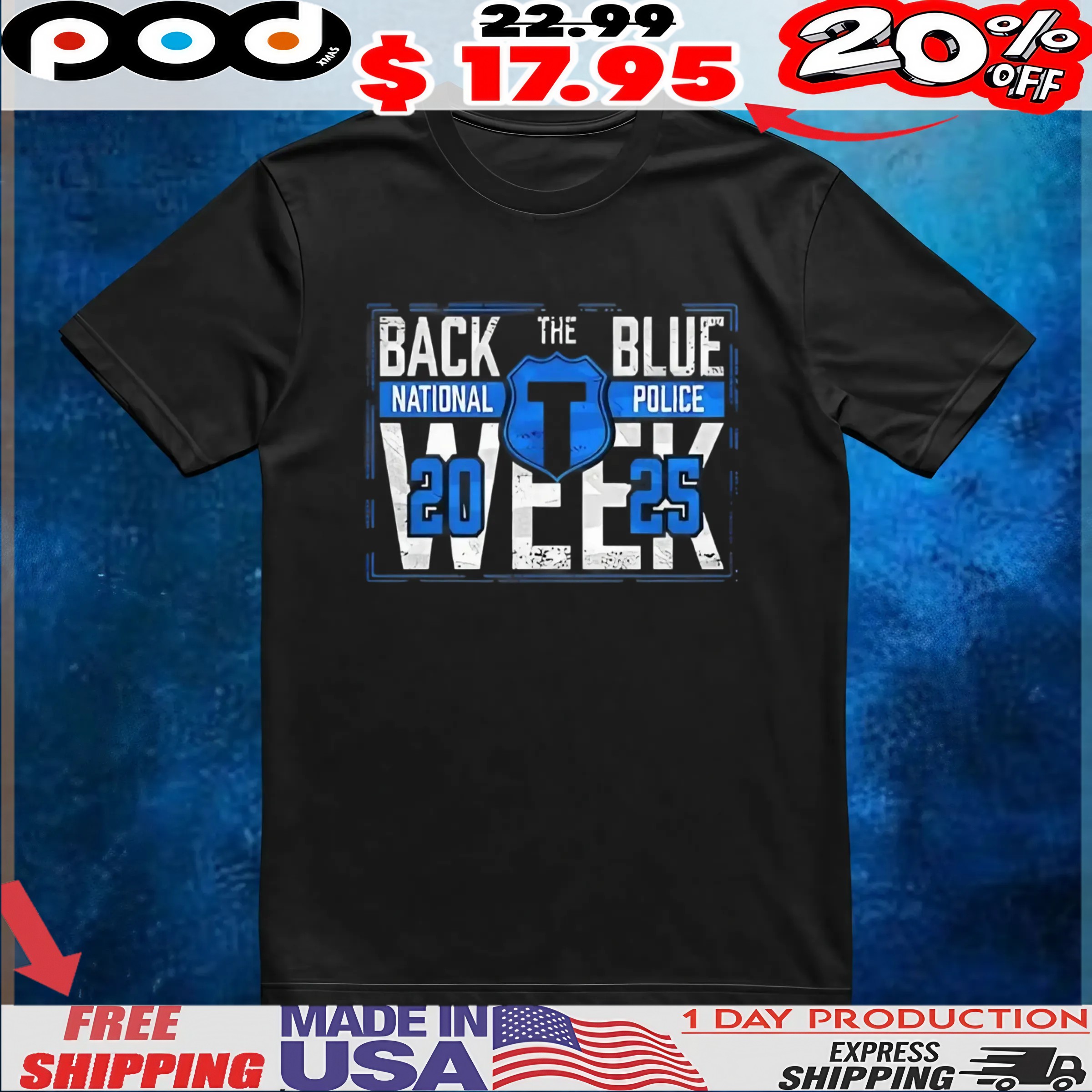 Back the blue national police 2025 t shirt